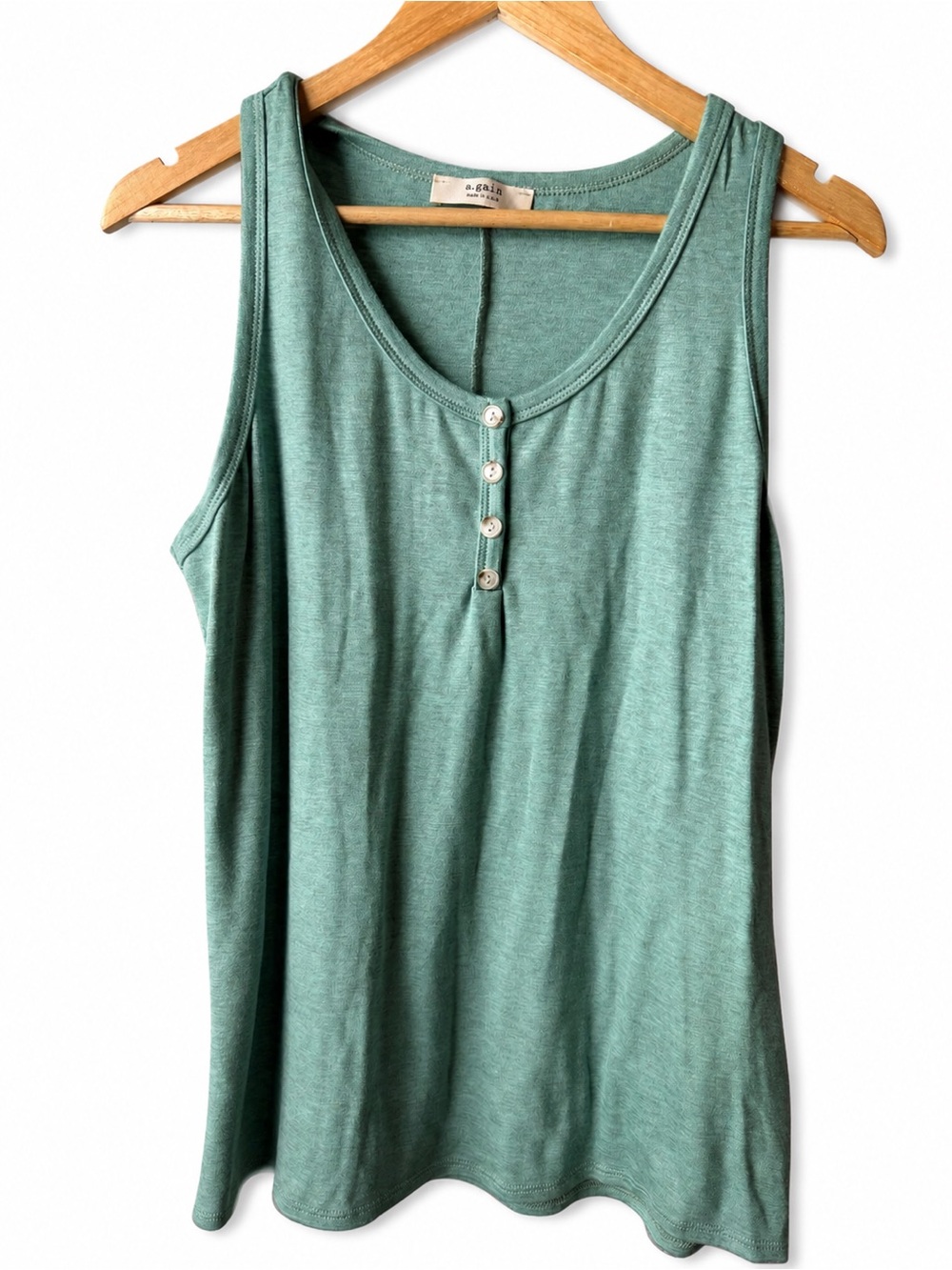 A.gain Green Tank Top with Button Detail Size L